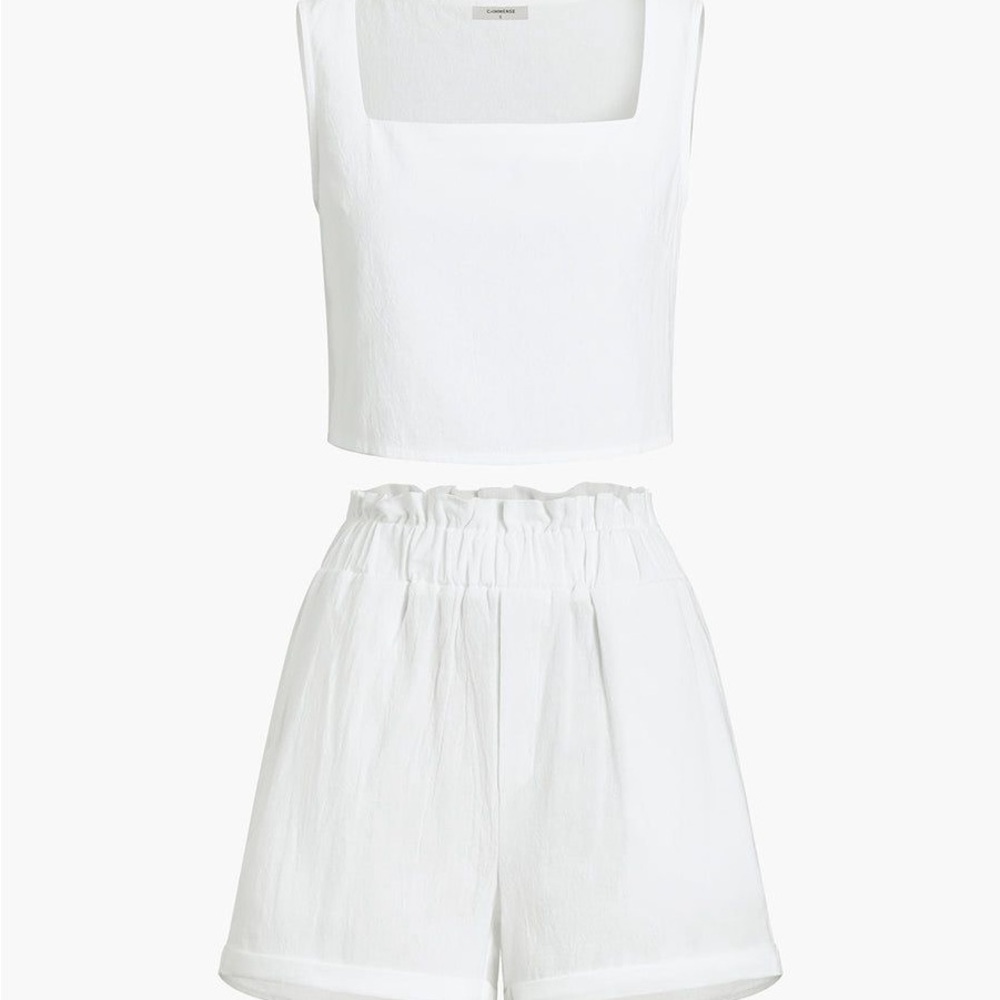 Commense Solid Cotton Ruffle Shorts Sets white si… - image 4
